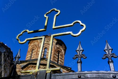 Orthodox Cross of the Gracanica Serbian Orthodox Monastery in Kosovo