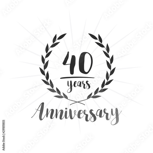 40 years anniversary celebration logo. Forty years celebrating watercolor design template. Vector and illustration.