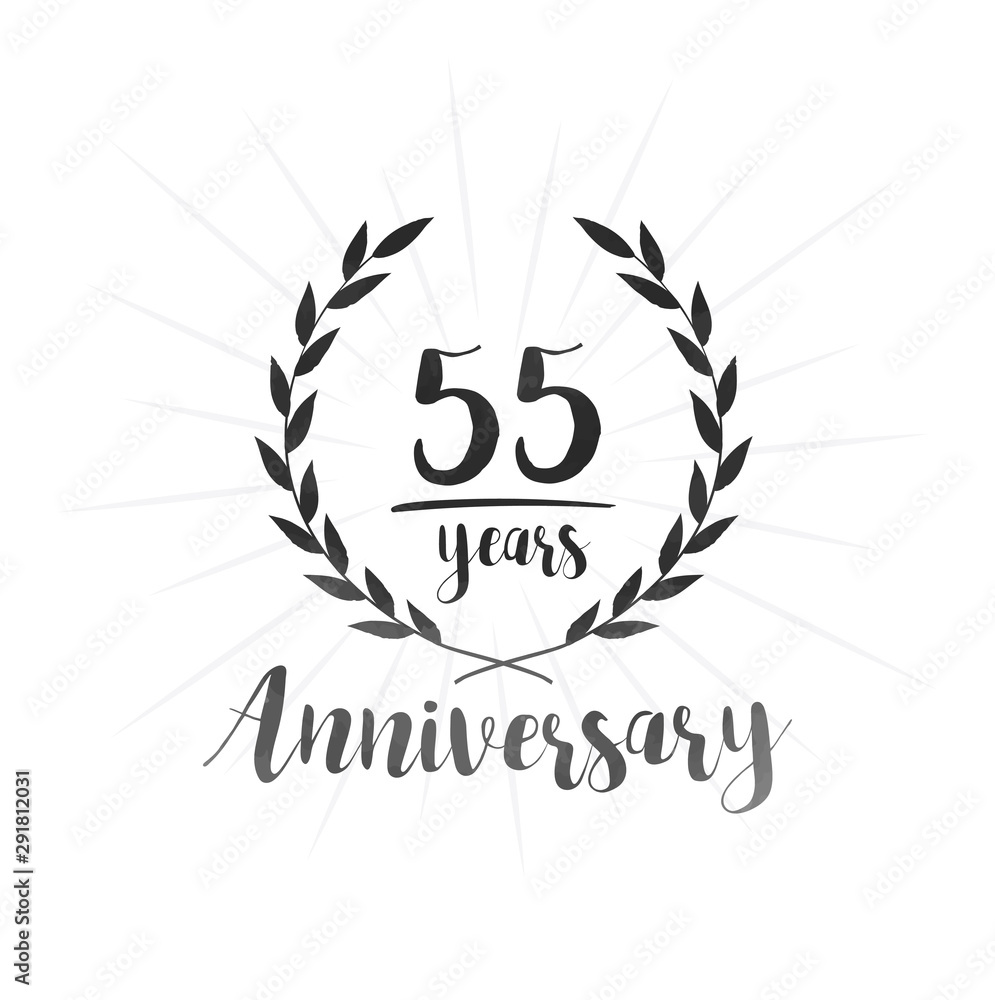 55 years anniversary celebration logo. Fifty-five years celebrating watercolor design template. Vector and illustration. 55 years anniversary celebration logo. Fifty-five years celebrating watercolor design template. Vector and illustration.
