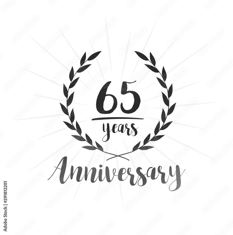 65 years anniversary celebration logo. Sixty-five years celebrating watercolor design template. Vector and illustration. 65 years anniversary celebration logo. Sixty-five years celebrating watercolor design template. Vector and illustration.
