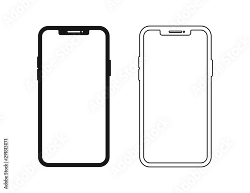Smartphone icon in flat style. Vector phone or icon symbol. Telephone symbol button icon. Technology communication background. Mobile phone smartphone device gadget.