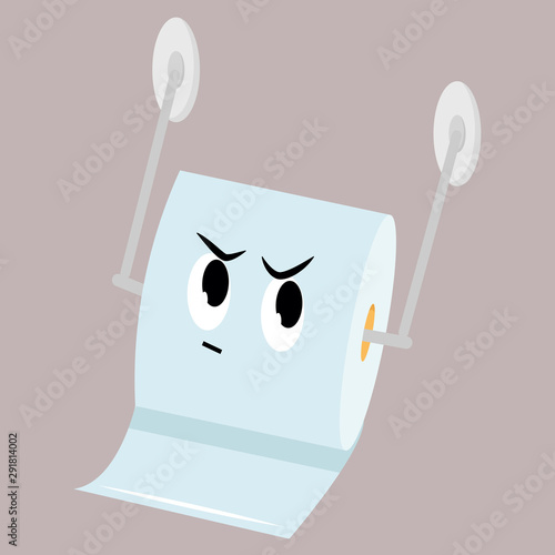 Angry toilet paper, illustration, vector on white background.