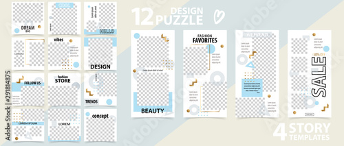 Trendy editable instagram set of story and post frame templates.