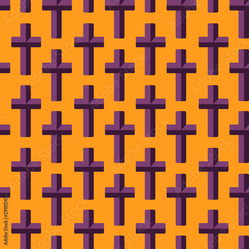 Vector seamless pattern with crosses. Happy Halloween. Design suitable for your business, fabrics, wallpapers, wrapping paper, posters.