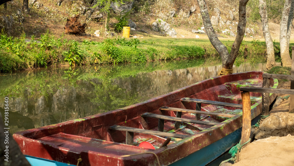 Boat for turists tour at Arcotete Park, Chiapas, Mexico