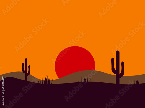 Desert picture, illustration, vector on white background.
