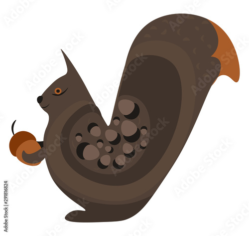 Fat squirrel, illustration, vector on white background.
