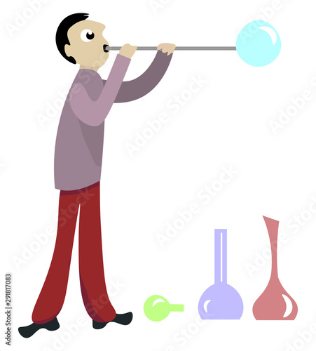 Glassblower, illustration, vector on white background.