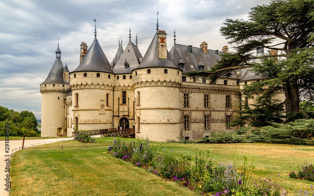 Chaumont-sur -Loire castle, amazing fairy tale castle in the Loire Valley. France, Loir-et-Cher department.