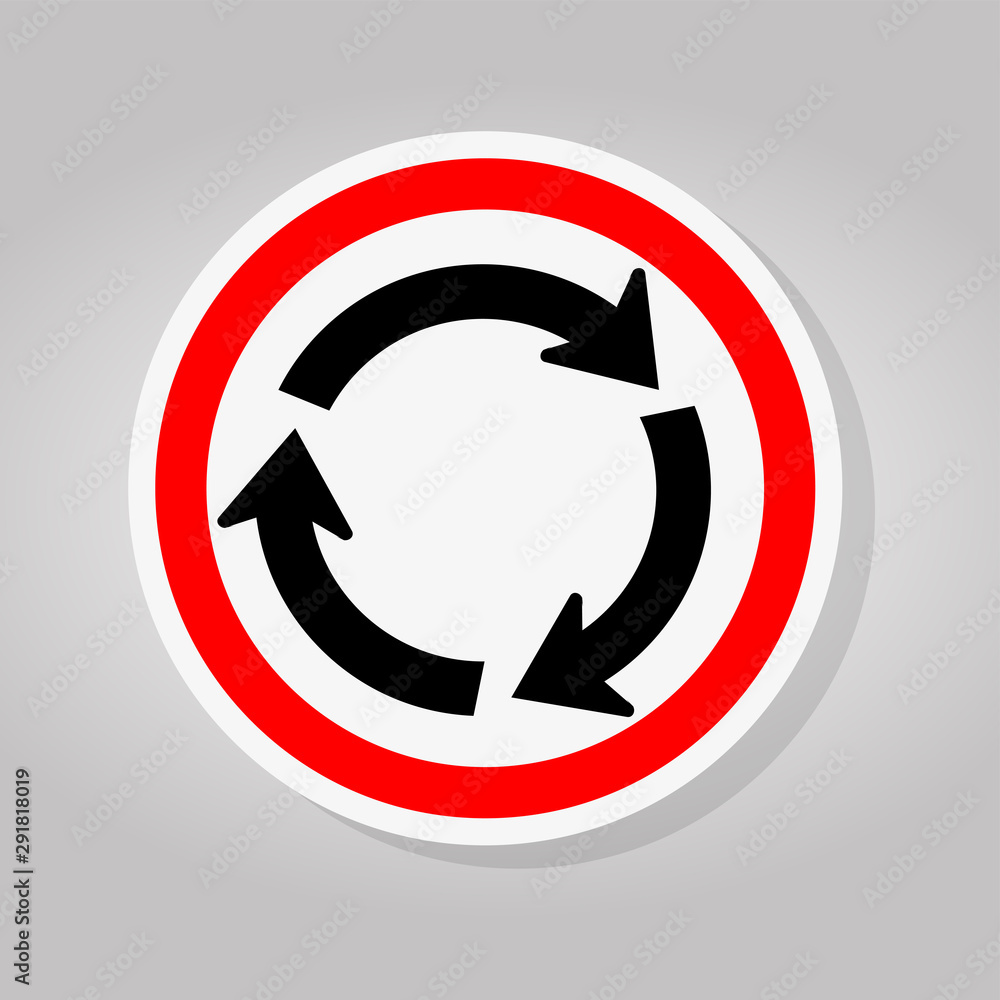 Roundabout Traffic Road Sign Isolate On White Background,Vector Illustration Roundabout Traffic Road Sign Isolate On White Background,Vector Illustration
