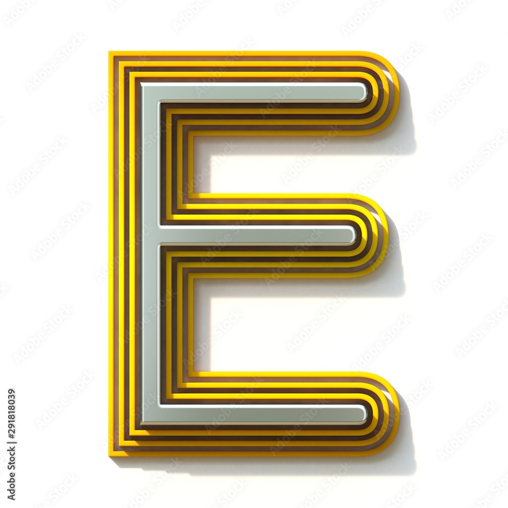 Yellow outlined font letter E 3D Yellow outlined font letter E 3D