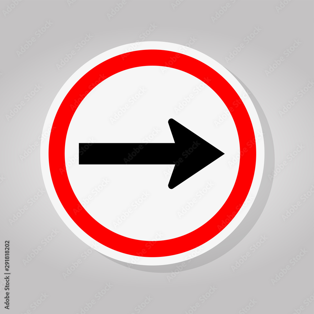Go Right By The Arrows Traffic Road Sign Isolate On White Background,Vector Illustration Go Right By The Arrows Traffic Road Sign Isolate On White Background,Vector Illustration