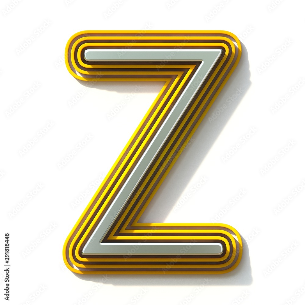 Yellow outlined font letter Z 3D Yellow outlined font letter Z 3D
