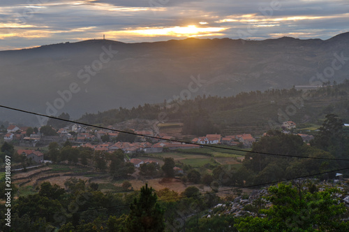 Vilarinho village during sunset, located in Sao Pedro do Sul, Portugal photo