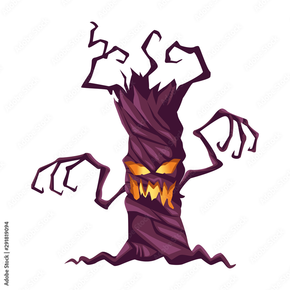 halloween enchanted tree isolated icon halloween enchanted tree isolated icon