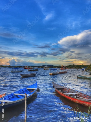 boats at sunset