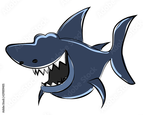 Blue shark, illustration, vector on white background.