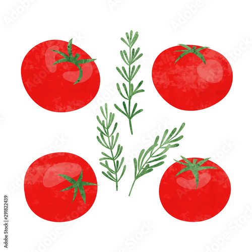 Set of red watercolor tomat...