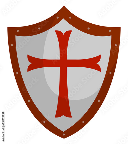 Crusader shield, illustration, vector on white background.