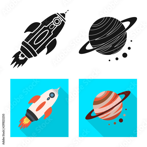 Vector illustration of astronomy and technology symbol. Collection of astronomy and sky stock symbol for web.