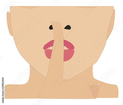 Girl doing shh, illustration, vector on white background.