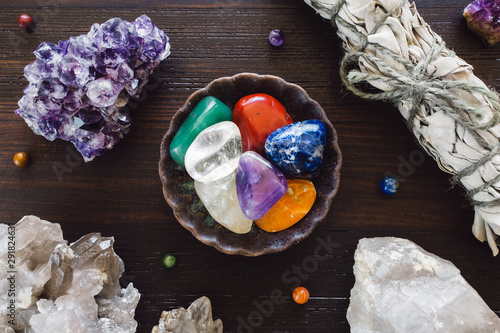 Smudge with Rainbow Stones and Crystals photo