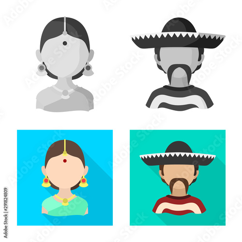 Vector illustration of imitator and resident logo. Collection of imitator and culture stock symbol for web.