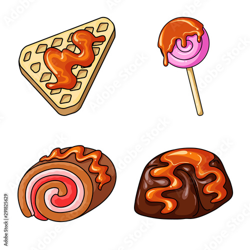 Isolated object of dessert and sweet symbol. Set of dessert and food stock symbol for web.