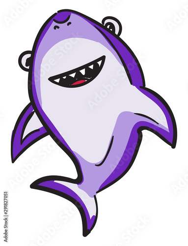 Purple shark, illustration, vector on white background.
