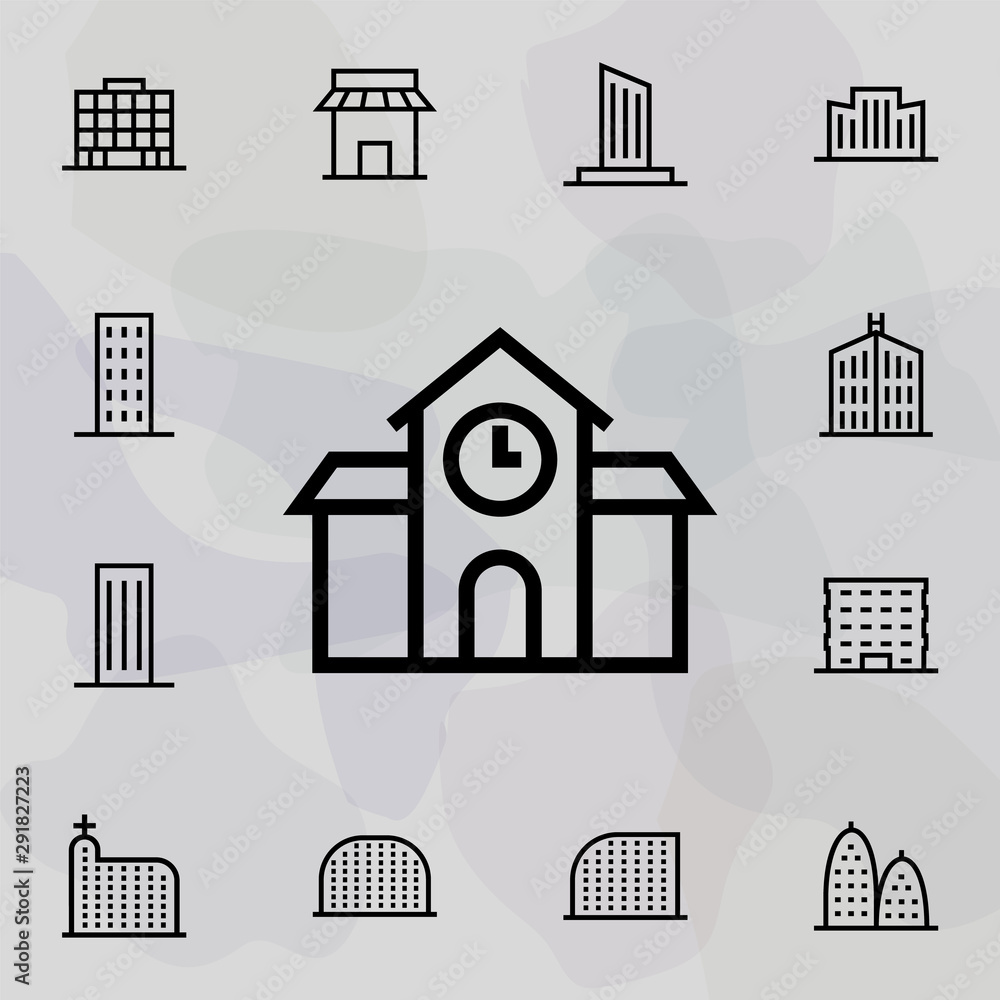 Clock, Building icon. Universal set of building for website design and development, app development