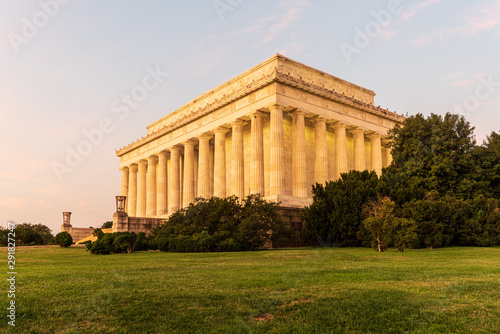 Lincoln Memorial in Washington D.C lighten in the sunrise