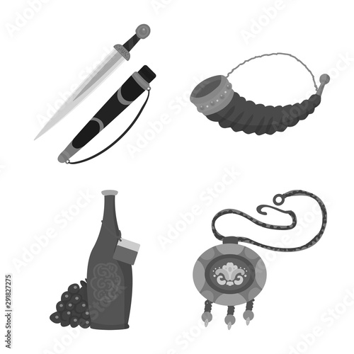 Vector illustration of attributes and tourism icon. Set of attributes and national stock symbol for web.