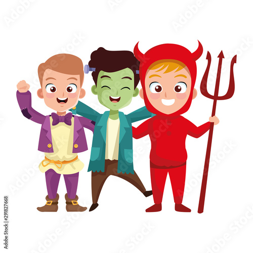 little boys with costumes characters