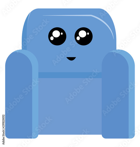 Blue armchair, illustration, vector on white background.
