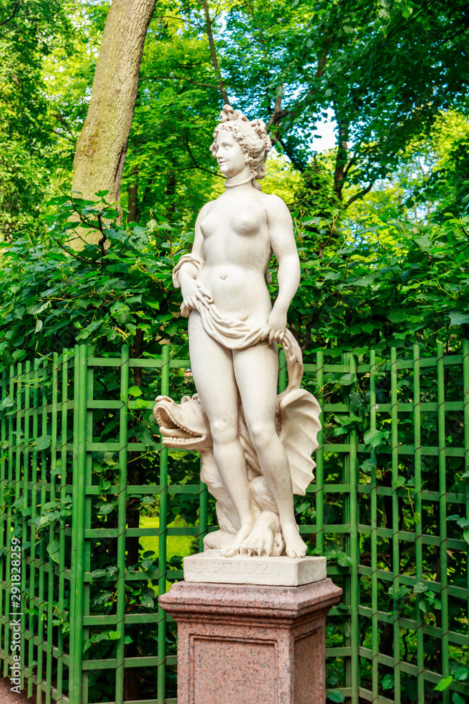 Allegorical sculpture of Beauty in old city park 