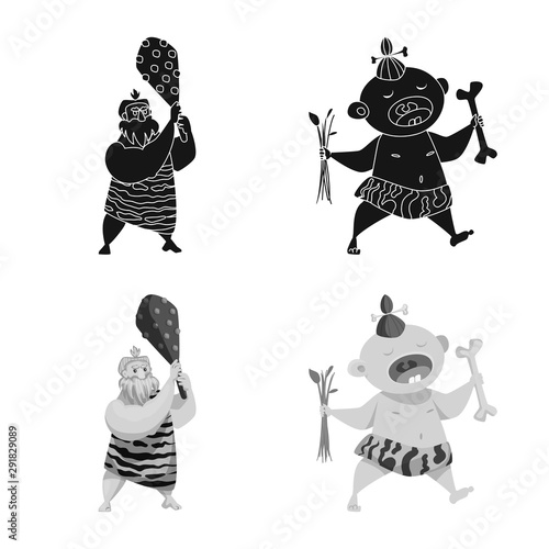 Vector illustration of evolution and prehistory logo. Set of evolution and development vector icon for stock.