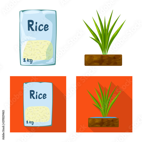 Isolated object of crop and ecological logo. Set of crop and cooking stock vector illustration.
