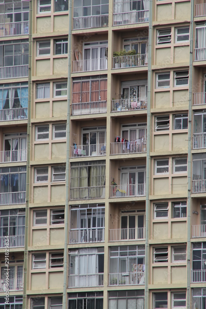 Windows of modern apartment buildings