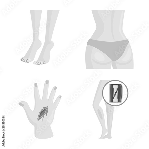 Vector design of suffering and injury sign. Collection of suffering and damage stock vector illustration.