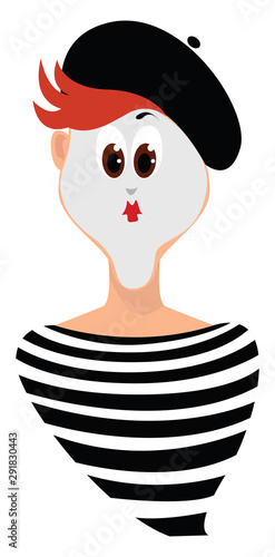 Mime, illustration, vector on white background.