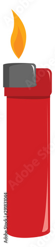 Red lighter, illustration, vector on white background.