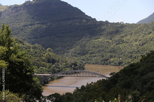 Aerial view of a bridge over the Antas River in South brazil