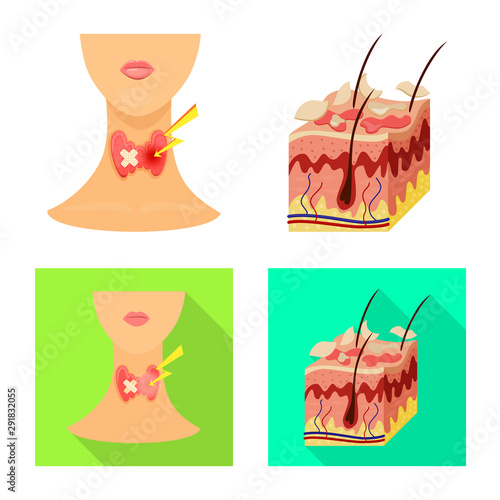 Vector illustration of medical and pain sign. Set of medical and disease vector icon for stock.