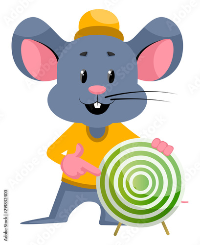 Mouse with target, illustration, vector on white background.