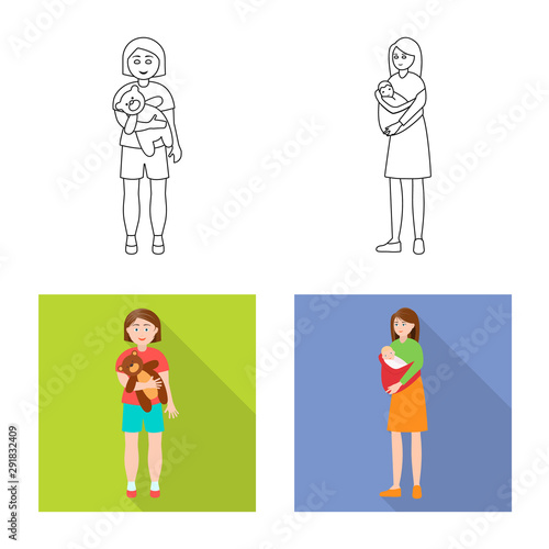 Isolated object of character and avatar icon. Collection of character and portrait vector icon for stock.