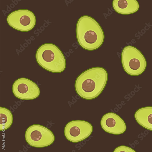 Avocado seamless pattern. Flat vector illustration texture pattern.