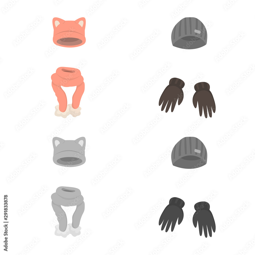 Isolated object of clothes and texture logo. Collection of clothes and weather stock symbol for web. Isolated object of clothes and texture logo. Collection of clothes and weather stock symbol for web.