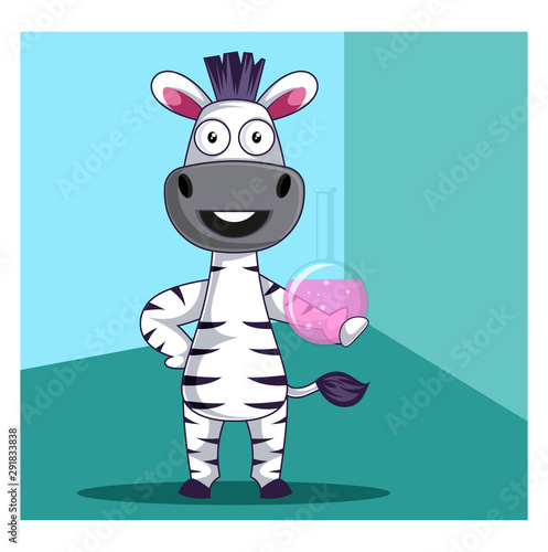Zebra with tube illustration vector on white background.