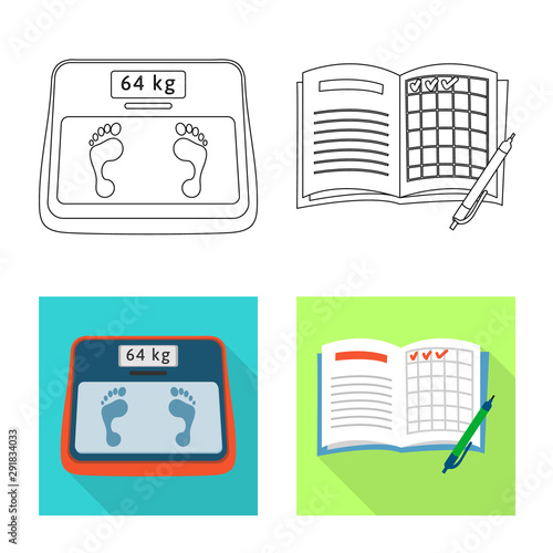 Isolated object of diet and treatment symbol. Set of diet and medicine stock vector illustration.