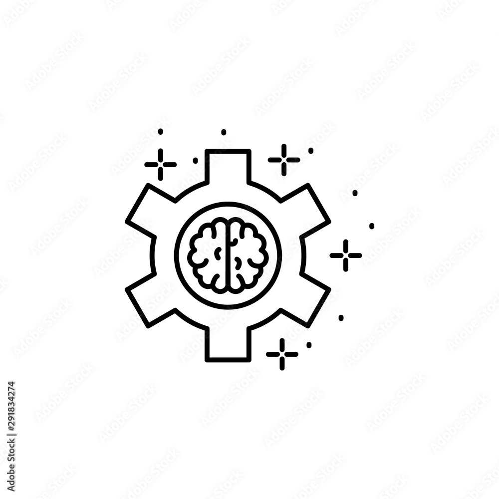 Genius, gear, brain icon. Element of genius icon. Thin line icon Genius, gear, brain icon. Element of genius icon. Thin line icon